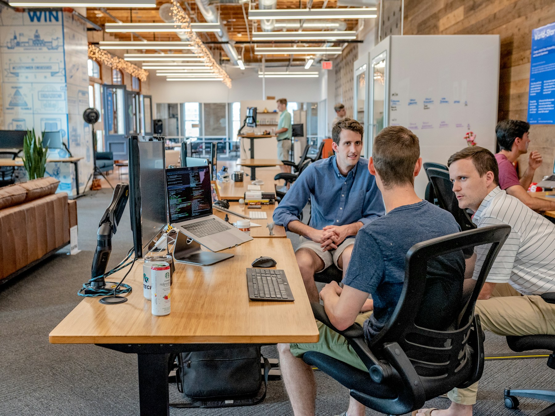 Business executives discussing strategy in a modern office